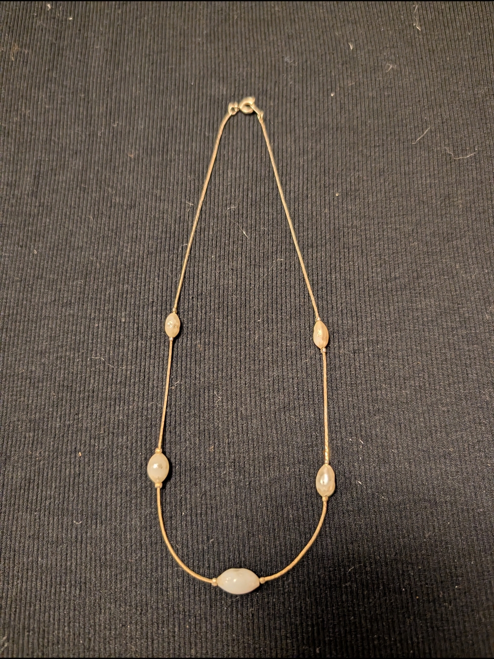 Gold-Tone Necklace with Cream Bead Accents